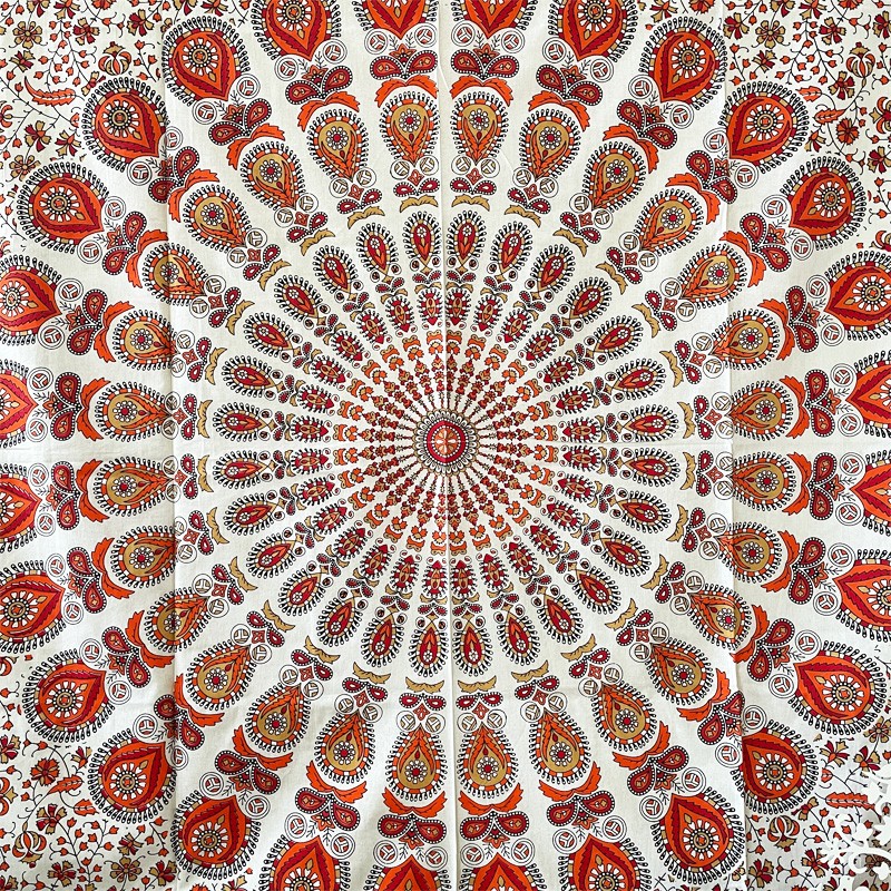 Mandala Tapestry - Vibrant Garden (Orange)