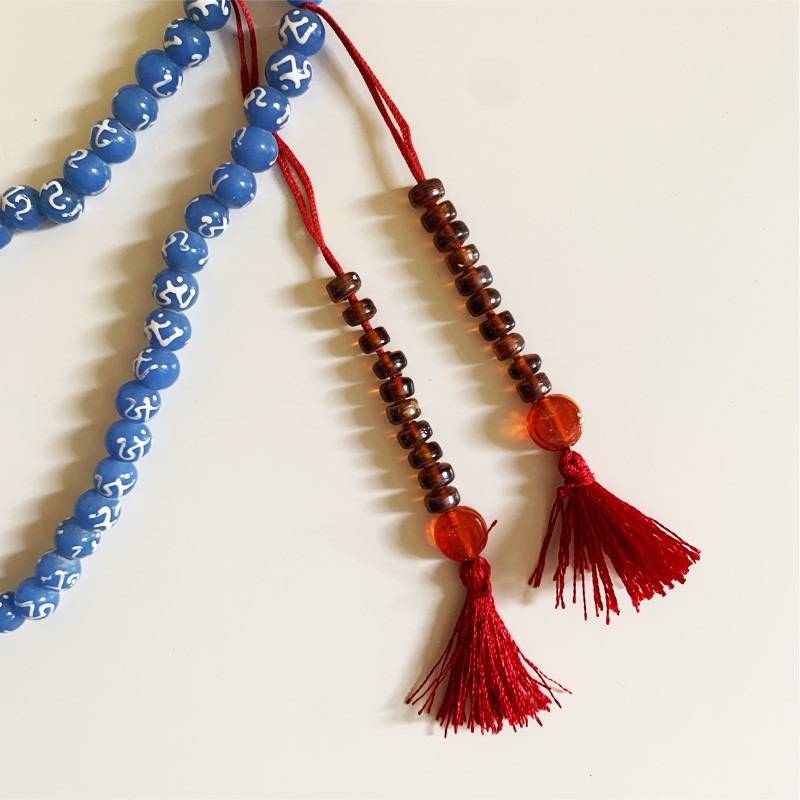 Tibetan Mala - Glass Ohm (Blue)