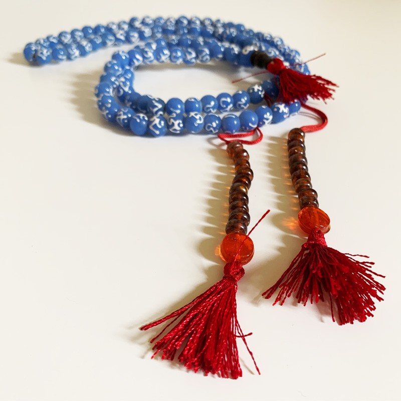 Tibetan Mala - Glass Ohm (Blue)